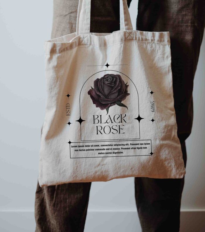 Υφασμάτινη Τσάντα Ώμου Black Rose