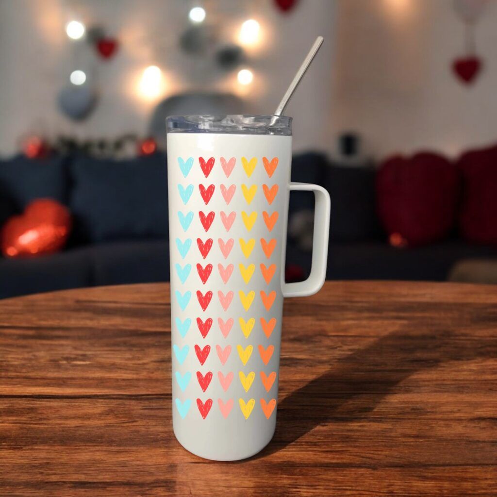 Ποτήρι Θερμός με Λαβή Colorful Hearts